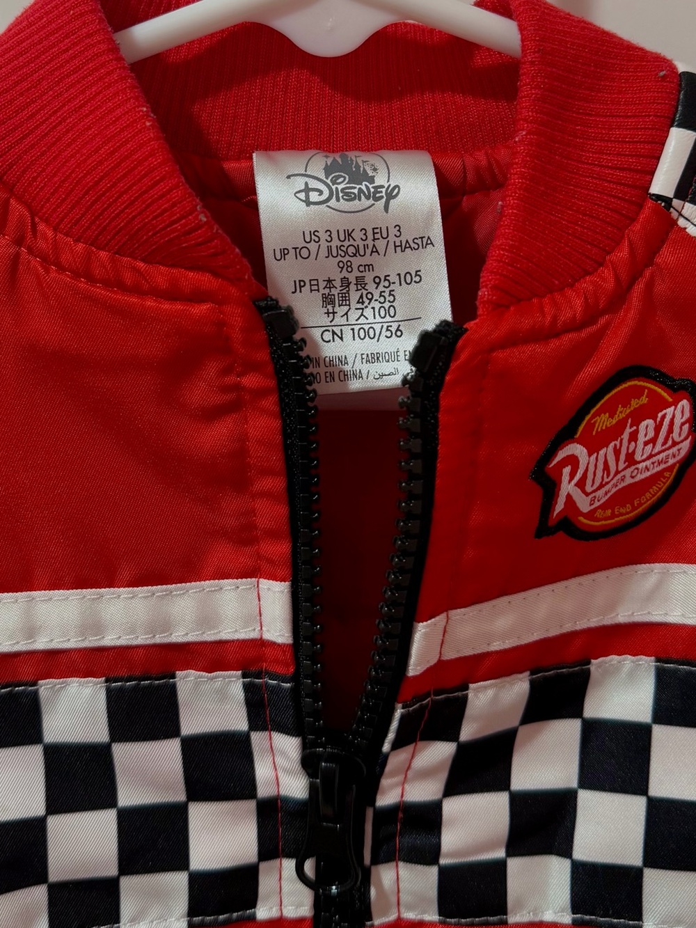 Disney Store Pixar Lightning McQueen Varsity Bomber Jacket in a size 3 - Picture 2 of 3